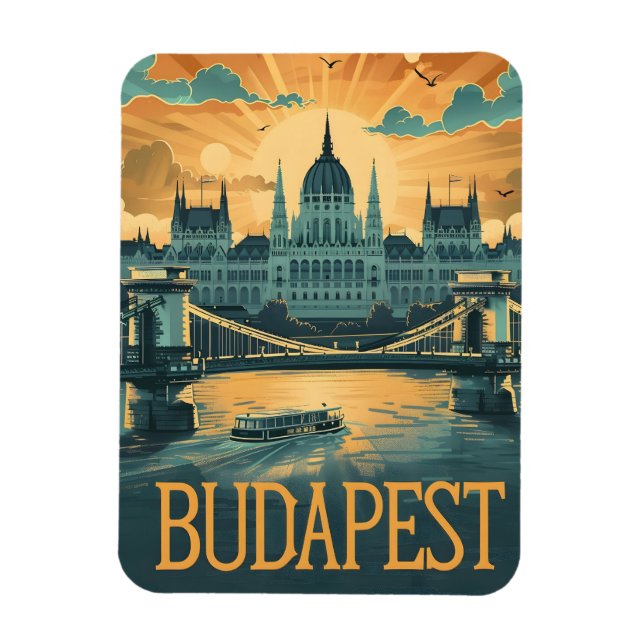 Budapest Vintage Art Magnet (Vertikal)