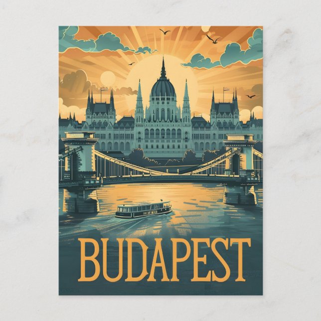 Budapest Vintage Art Vykort (Framsida)