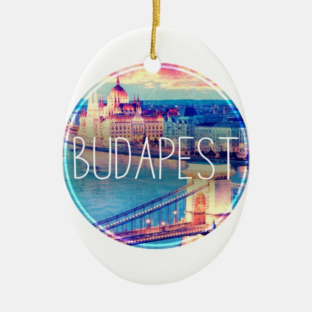 Budapest vintage, circle julgransprydnad keramik (Framsidan)