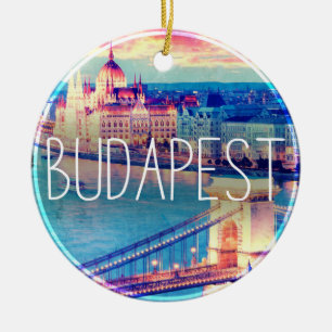 Budapest-vintage, cirkel julgransprydnad keramik