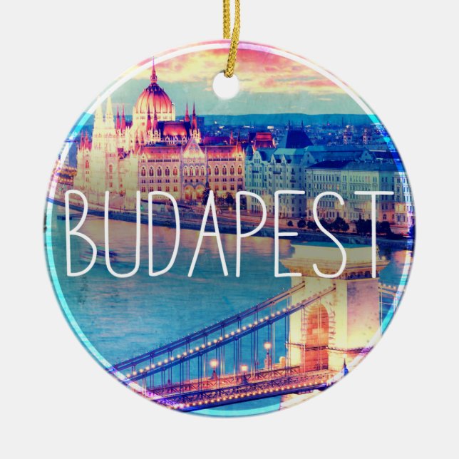 Budapest-vintage, cirkel julgransprydnad keramik (Framsidan)