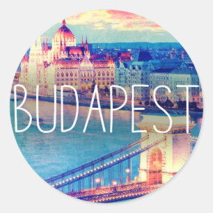 Budapest-vintage, cirkel runt klistermärke
