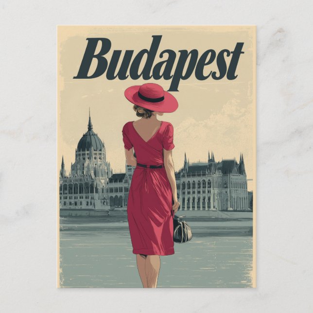 Budapest vintage mode vykort (Framsida)