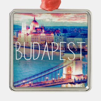 Budapest, vintage poster julgransprydnad metall