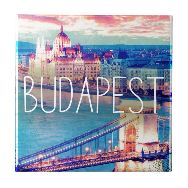 Budapest, vintage poster kakelplatta (Framsidan)
