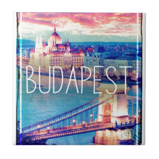 Budapest - vintage-poster kakelplatta