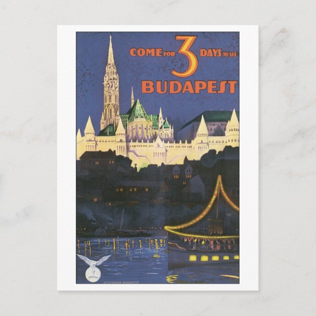 Budapest Vintage resor Poster Vykort (Framsida)