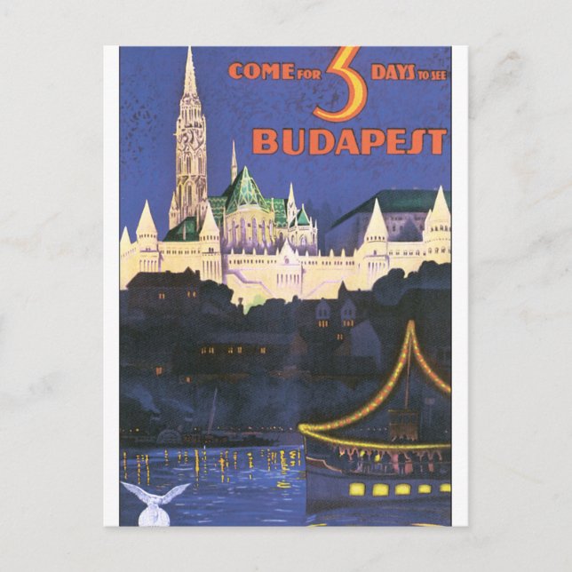 Budapest Vintage resor Poster Vykort (Framsida)