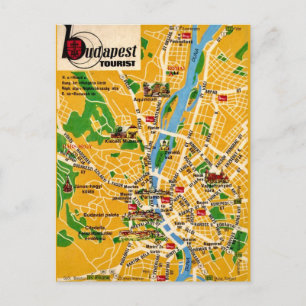 Budapest Vintage Stadskarta Postkort Vykort