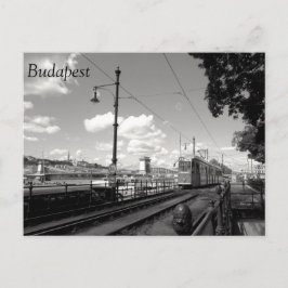 Budapest-vykort. Tram, kedjebro och Donau Vykort