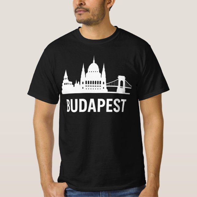 Budapests siluett | Ungerns parlament Kedjebron T Shirt (Framsida)