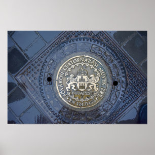 Budapests vapen på ett brunnslock poster