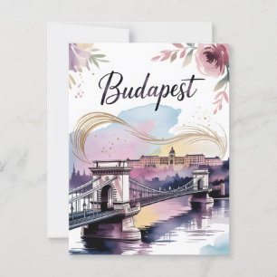 Budapests vattenfärg vykort