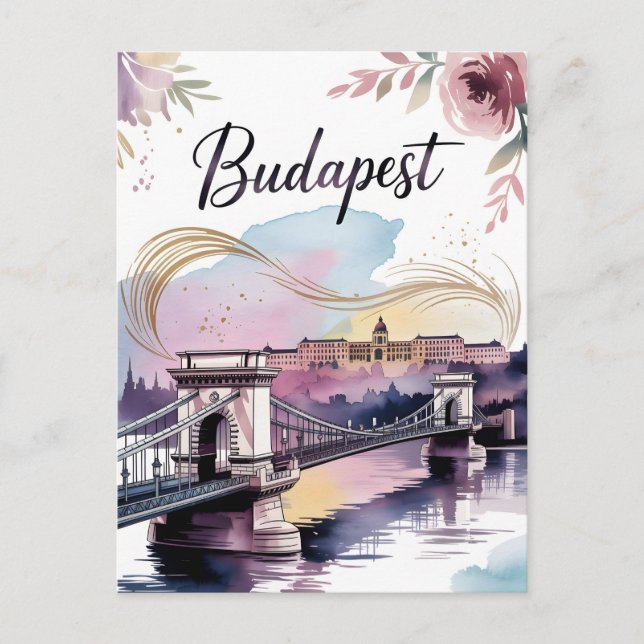 Budapests vattenfärg vykort (Framsida)