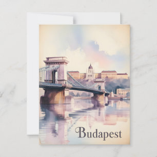 Budapests vattenfärg vykort
