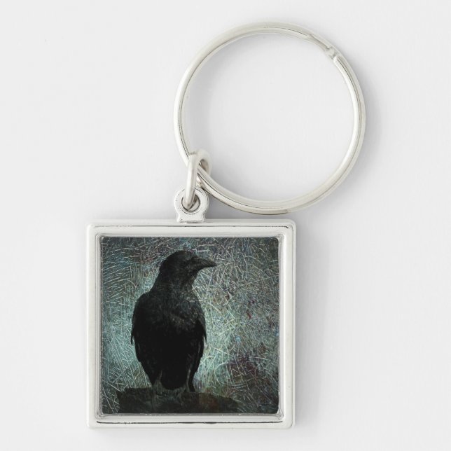 Budbärare ID249 Fyrkantig Silverfärgad Nyckelring (Framsidan)