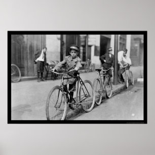 Budbärarepojke och cykel 1911 poster