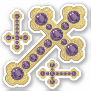 Budded Kor med 12 Faux Amethysts - Contour Klistermärken