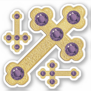Budded Kor med 5 Faux Amethysts - Contour Klistermärken