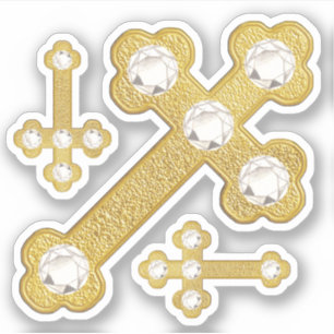 Budded Kor med 5 Faux Diamonds - kontur Klistermärken