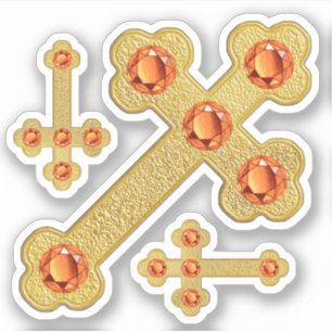 Budded Kor med 5 Faux Topazes - kontur Klistermärken