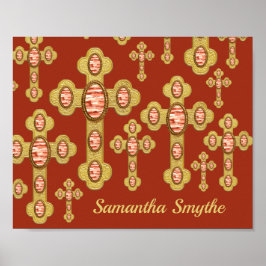Budded Kor med 6 Faux Red Agates - Poster