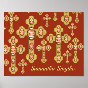 Budded Kor med 6 Faux Red Agates - Poster