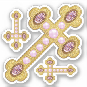 Budded Kor med Faux Lila Agates & Pearls - Klistermärken