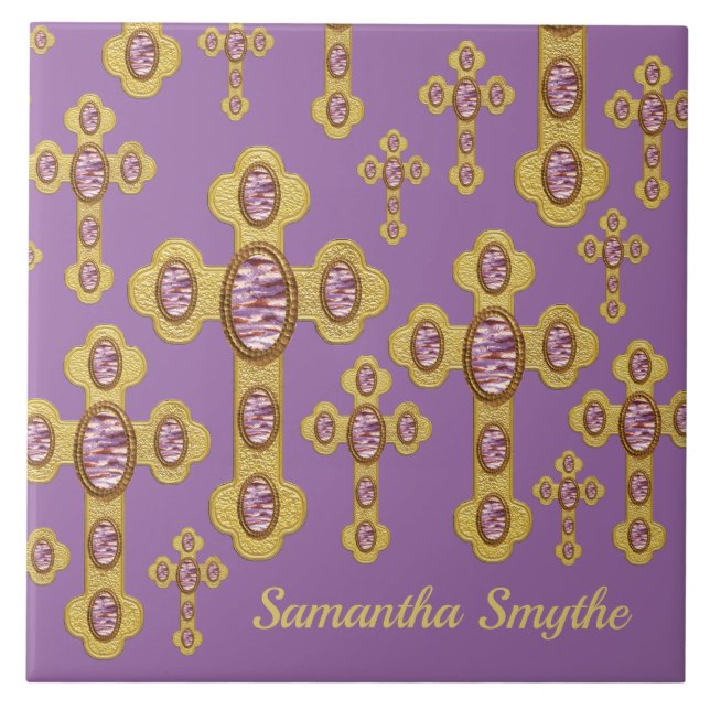 Budded Kor med sex Faux Lila Agates - Kakelplatta (Framsidan)