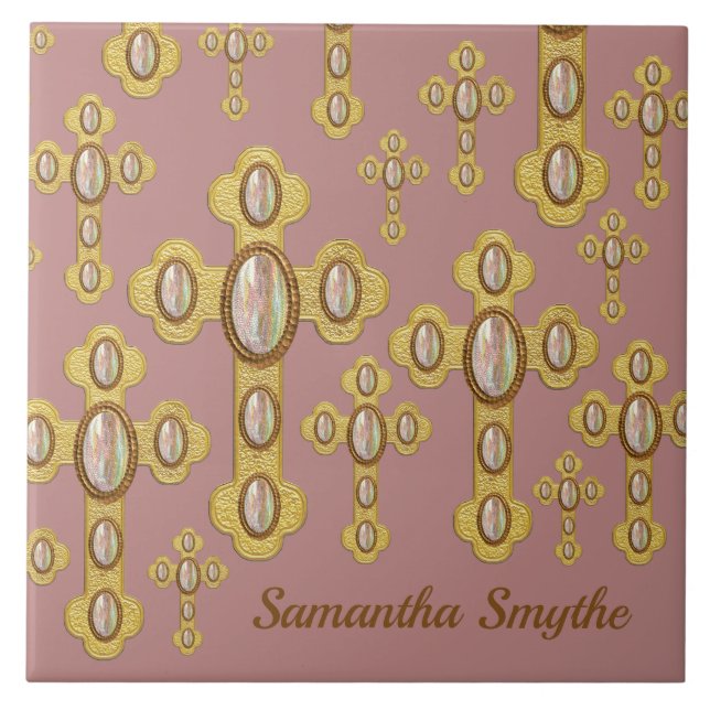 Budded Kor med sex Faux Opals - Kakelplatta (Framsidan)