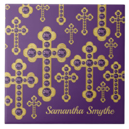 Budded Kor med tolv Faux Amethysts - Kakelplatta