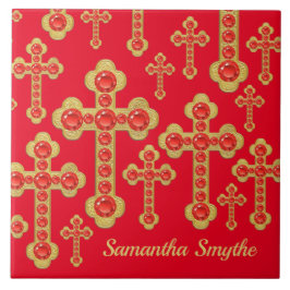 Budded Kor med tolv Faux Rubies - Kakelplatta