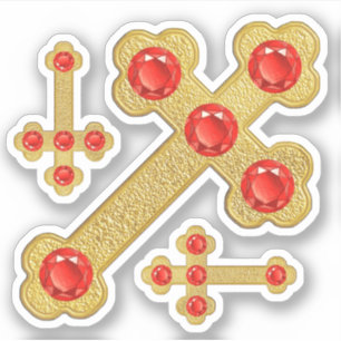 Budded Kor with 5 Faux Rubies - Contour Klistermärken