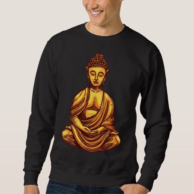 Buddha 5 Buddha Statue Buddha Wall Buddha Painting Lång Ärmad Tröja (Framsida)