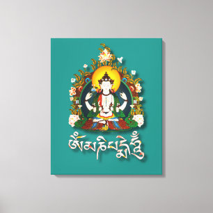 Buddha Amitabha Om Mani Padme Hum Tibetan Canvastryck