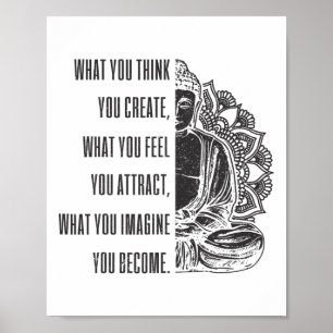 Buddha Andlig Uttalande Mandala Buddhism Yoga Pres Poster