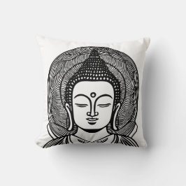 Buddha Ansikte Black och White Zen Kudde