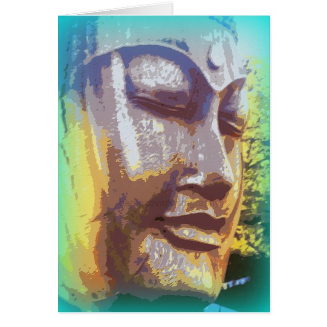 buddha ansikte grönt hälsningskort (Framsidan)