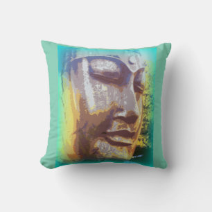 Buddha ansikte grönt kudde