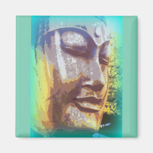 buddha ansikte grönt magnet