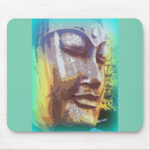 buddha ansikte grönt musmatta
