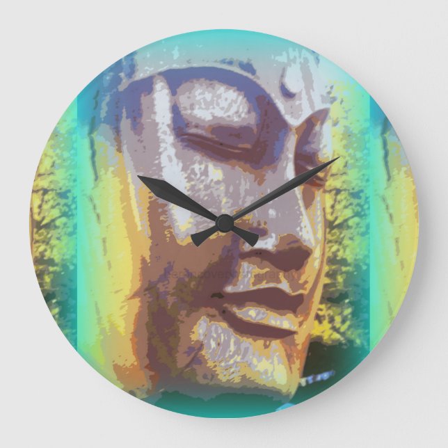 buddha ansikte grönt stor klocka (Framsida)