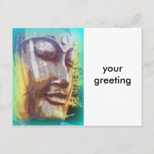 buddha ansikte grönt vykort