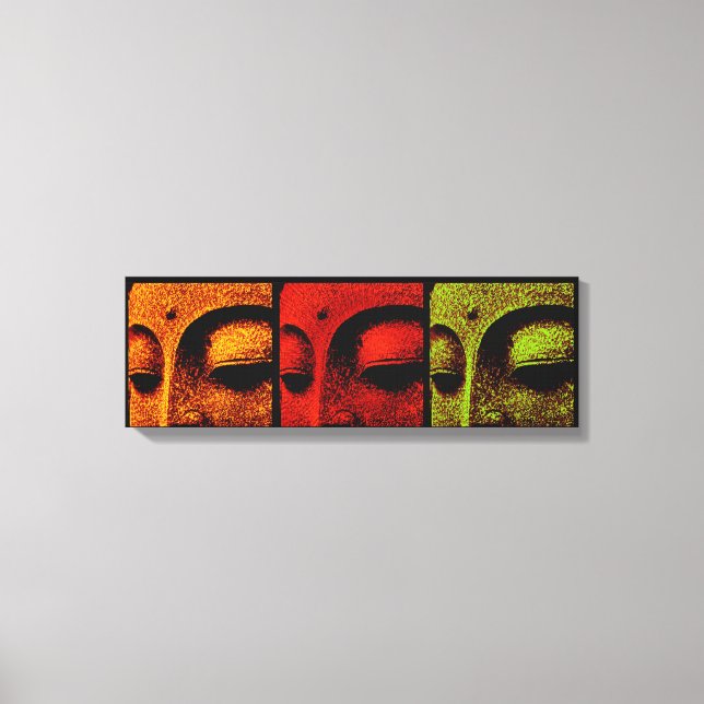 Buddha Ansikte Triptych Art Canvas (Framsida)