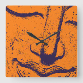 Buddha Ansikte Zen Harmony Buddhaur Orange Fyrkantig Klocka