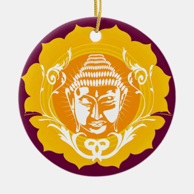 Buddha ansikteprydnad julgransprydnad keramik (Framsidan)