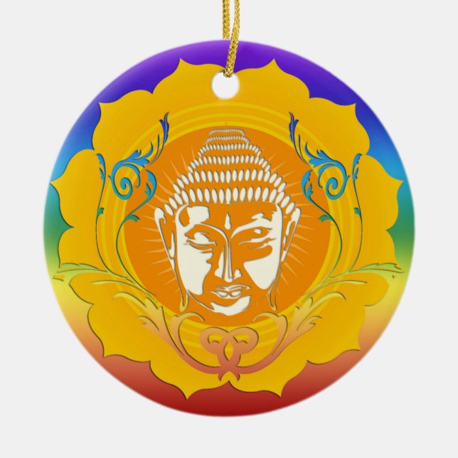 Buddha ansikteprydnad julgransprydnad keramik (Framsidan)