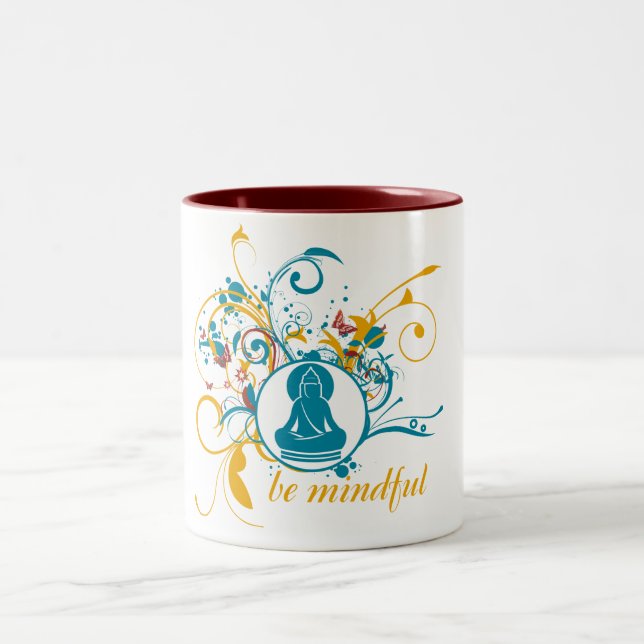 Buddha är Mindful Två-Tonad Mugg (Center)