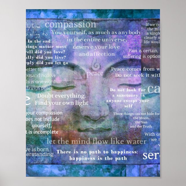 Buddha Awakening andlig art med citat Poster (Framsidan)