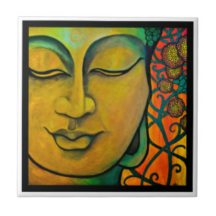 buddha belägger med tegel kakelplatta